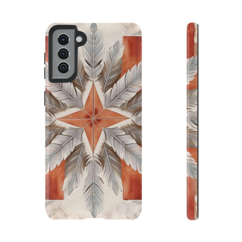 Silver Feather Compass - Impact Resistant Phone Case